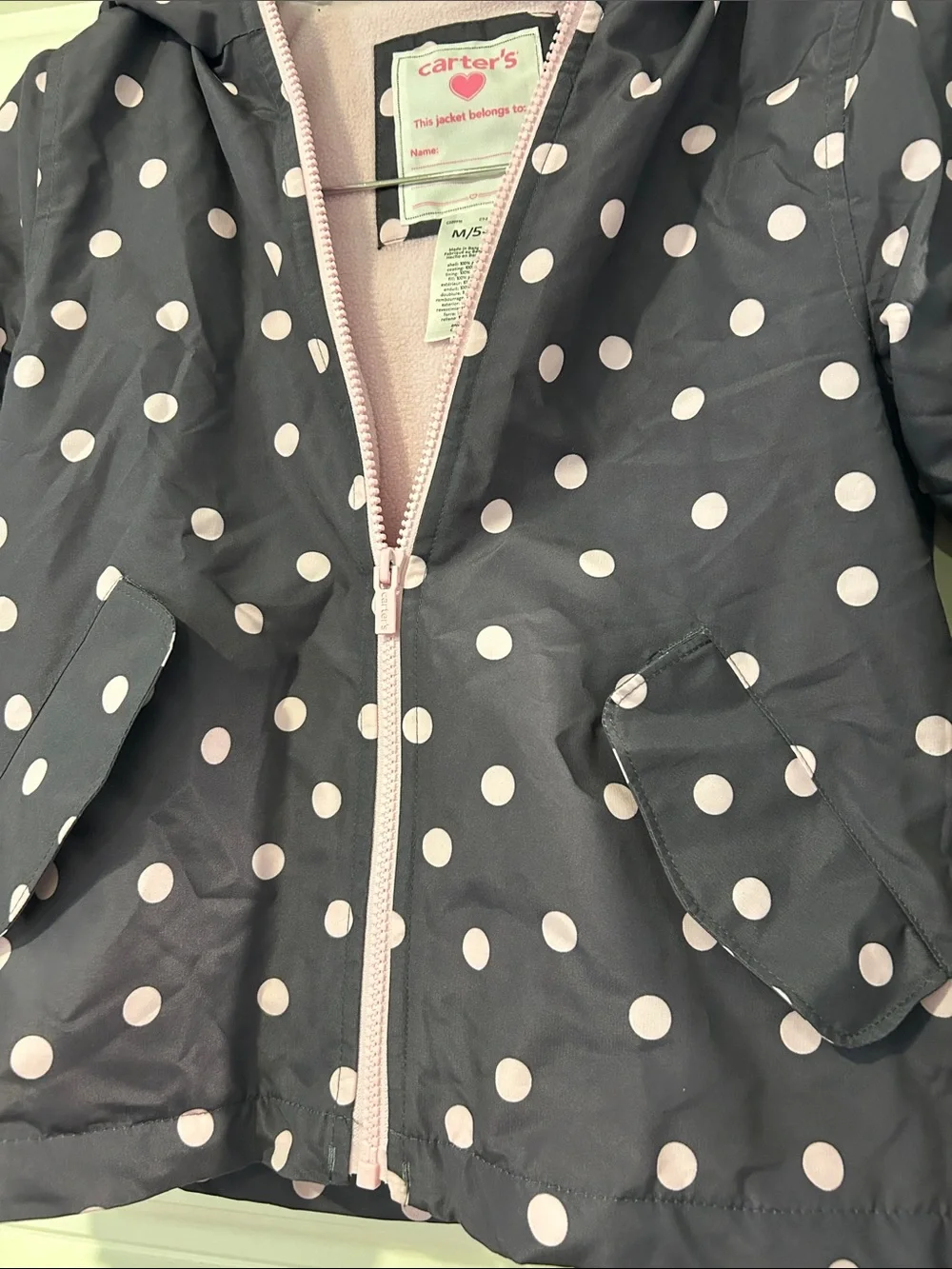 Carter's Gray Jacket with Pink Polka Dots